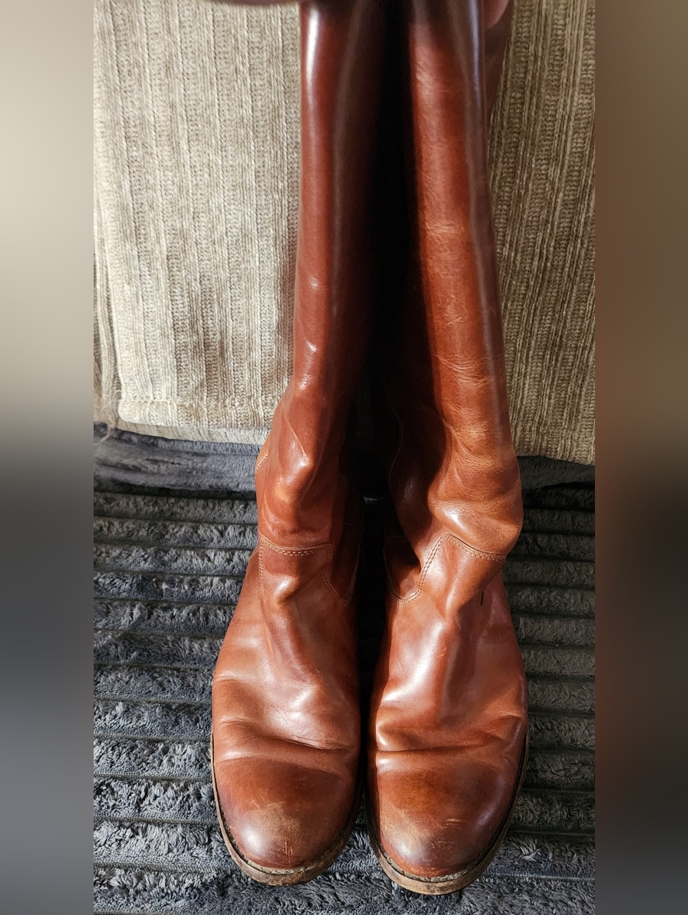 FRYE Melissa Button Tall Brown Cognac Leather Riding Boots 77167 Women's 9 B - Picture 4 of 8